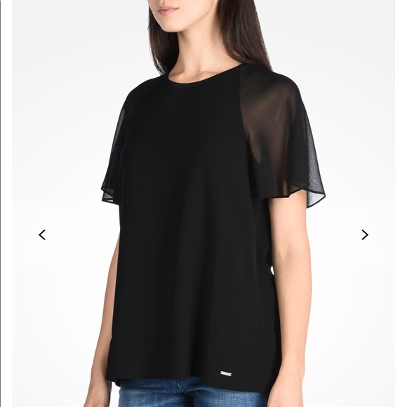 Armani Exchange Black Sheer Sleeve Blouse - Picture 3 of 7